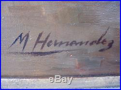 Vintage Spanish Original Nautical Marine Ship Oil Painting Signed M Hernandez