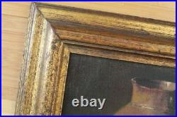 VINTAGE Still Life Signed shabby chic frame OIL Painting Canvas antique