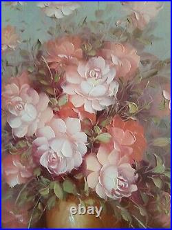 VINTAGE Still life by Robert Cox Original Art Signed Oil on canvas Floral Framed