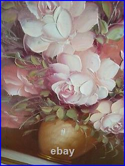 VINTAGE Still life by Robert Cox Original Art Signed Oil on canvas Floral Framed