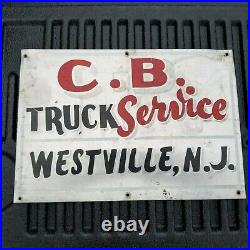 VINTAGE Tow Truck Service Station gas oil sign Hand Painted Westville NJ