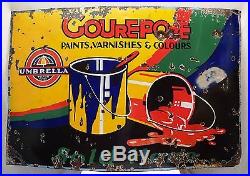 Vintage Varnishes Paints Umbrella Brand Gourepore Antique Porcelain Enamel Sign