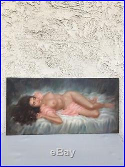 VINTAGE VINCENT LARRY GARRISON LIFE NUDE FEMALE OIL PAINTING SIGNED (1960s)