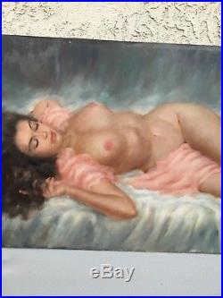 VINTAGE VINCENT LARRY GARRISON LIFE NUDE FEMALE OIL PAINTING SIGNED (1960s)