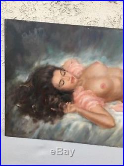 VINTAGE VINCENT LARRY GARRISON LIFE NUDE FEMALE OIL PAINTING SIGNED (1960s)