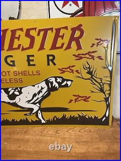 VINTAGE''WINCHESTER RANGER'' STAYNLESS 14.5x 29 INCH Painted metal DEALER SIGN