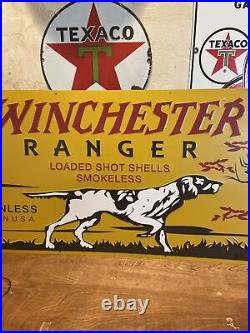 VINTAGE''WINCHESTER RANGER'' STAYNLESS 14.5x 29 INCH Painted metal DEALER SIGN