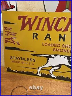 VINTAGE''WINCHESTER RANGER'' STAYNLESS 14.5x 29 INCH Painted metal DEALER SIGN