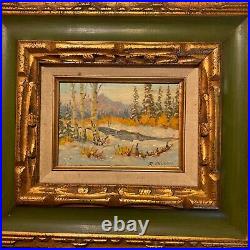 VINTAGE small Colorado landscape original oil PAINTING hand painted by Coppin