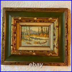 VINTAGE small Colorado landscape original oil PAINTING hand painted by Coppin