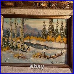 VINTAGE small Colorado landscape original oil PAINTING hand painted by Coppin
