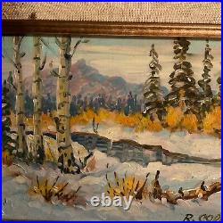 VINTAGE small Colorado landscape original oil PAINTING hand painted by Coppin