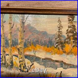 VINTAGE small Colorado landscape original oil PAINTING hand painted by Coppin