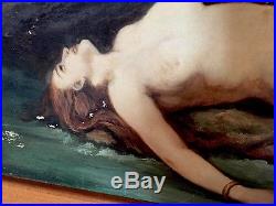 VIntage Antique Reclining Nude Oil Painting Signed Beautiful