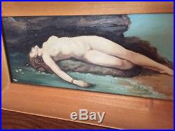 VIntage Antique Reclining Nude Oil Painting Signed Beautiful