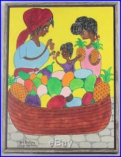 VIntage Signed Seymour Etienne Bottex Haitian Cap-Haïtien Oil Painting Haiti O/B