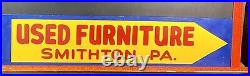 VIntage Smithton Used Furniture Hand Painted Folk Art Antique Advertising Sign