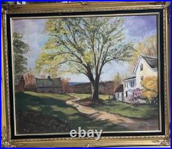 VNTG Framed & Signed Oil Canvas Painting V. King Green 35x 29 Gold Frame