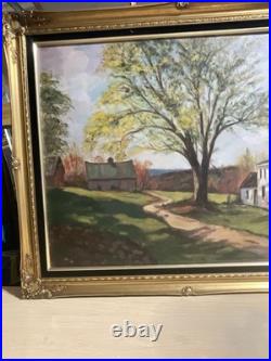 VNTG Framed & Signed Oil Canvas Painting V. King Green 35x 29 Gold Frame