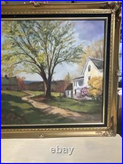 VNTG Framed & Signed Oil Canvas Painting V. King Green 35x 29 Gold Frame