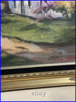 VNTG Framed & Signed Oil Canvas Painting V. King Green 35x 29 Gold Frame