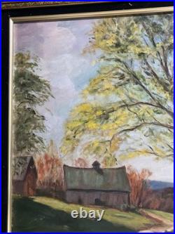 VNTG Framed & Signed Oil Canvas Painting V. King Green 35x 29 Gold Frame