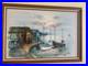 VNTG Mid Century Original Oil Of Coastal Fishing Village Signed By A Simpson