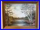 VTG 1913 oil Painting Birch Tree Landscape Signed By ELSIE JOHNSON