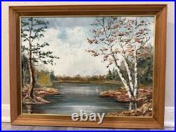 VTG 1913 oil Painting Birch Tree Landscape Signed By ELSIE JOHNSON