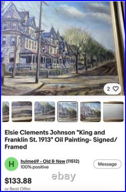 VTG 1913 oil Painting Birch Tree Landscape Signed By ELSIE JOHNSON
