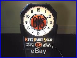 Vtg 1930rare Bps Paint Lighted Electric Advertising Clock Sign Neon Products