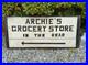 VTG 1930s Archie's Grocery Store Wooden Advertising Sign Double Sided Hand Paint