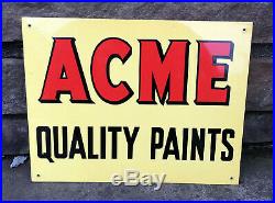 VTG 1950's NOS ACME QUALITY PAINTS TIN SIGN 11 x 8.5 PAINT ADVERTISING N/MINT