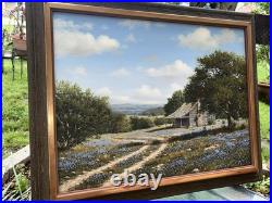 VTG 1970s Royce Roberts Bluebonnets Oil Painting Original Signed Framed 22x28