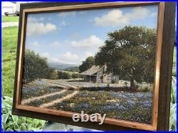 VTG 1970s Royce Roberts Bluebonnets Oil Painting Original Signed Framed 22x28