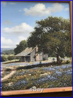 VTG 1970s Royce Roberts Bluebonnets Oil Painting Original Signed Framed 22x28