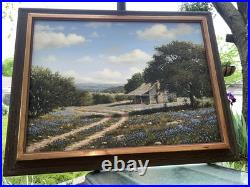 VTG 1970s Royce Roberts Bluebonnets Oil Painting Original Signed Framed 22x28