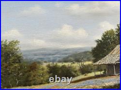 VTG 1970s Royce Roberts Bluebonnets Oil Painting Original Signed Framed 22x28