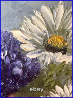 VTG 1971 Artist Signed Jacque Original Oil on Canvas Framed Floral Still Life