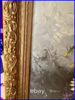VTG 1971 Artist Signed Jacque Original Oil on Canvas Framed Floral Still Life