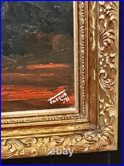 VTG 1971 Artist Signed Jacque Original Oil on Canvas Framed Floral Still Life