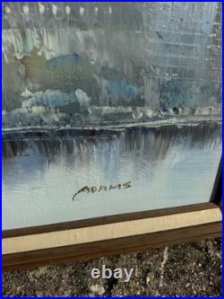 VTG 1980's Canvas Oil Painting Brooklyn Bridge Signed by Artist Adams Framed