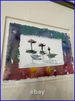 VTG 3 Framed Watercolor Original Paintings, Signed, Water Lillies Flowers 27x14