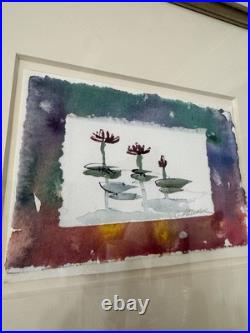 VTG 3 Framed Watercolor Original Paintings, Signed, Water Lillies Flowers 27x14