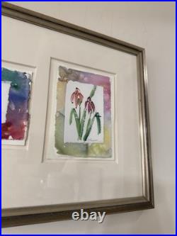 VTG 3 Framed Watercolor Original Paintings, Signed, Water Lillies Flowers 27x14