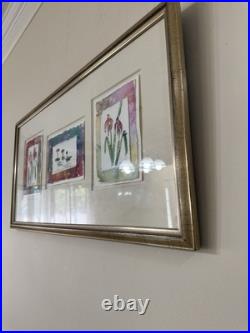 VTG 3 Framed Watercolor Original Paintings, Signed, Water Lillies Flowers 27x14