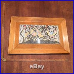 VTG AIDA WHEDON MCM Chicken Rooster Original Folk Painting Framed Tile Signed