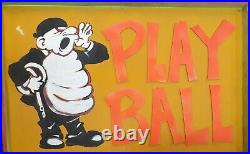 VTG BASEBALL 1940s 50s hand painted Sports STORE SIGN PLAY BALL Seattle Wa 3x4