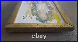 VTG Crisafulli Signed Original Art Framed Painting Girl 7 X 5 Colorful