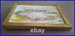 VTG Crisafulli Signed Original Art Framed Painting Girl 7 X 5 Colorful